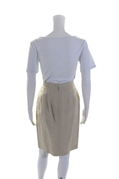 Valentino Night Womens Buttoned Zipped Slip-On Straight Skirt Beige Size M