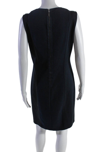 Elie Tahari Womens Sleeveless V Neck Knee Length Sheath Dress Navy Blue Size 6