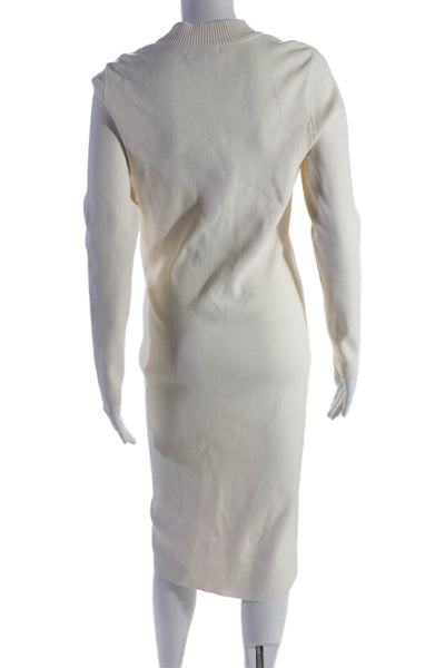 525 Womens Turtleneck Cut Out Long Sleeves Sweater Dress White Size Medium