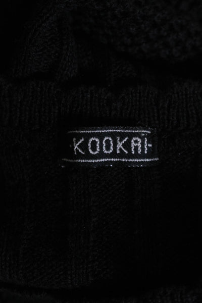 Kookai Womens Short Sleeves Sweater Dress Black Cotton Blend Size Small