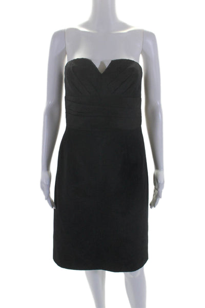 Carmen Marc Valvo Collection Womens Strapless High Waist Dress Black Cotton Size