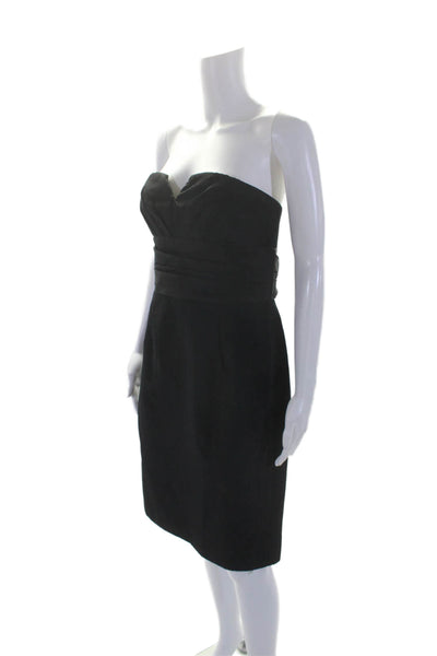 Carmen Marc Valvo Collection Womens Strapless High Waist Dress Black Cotton Size