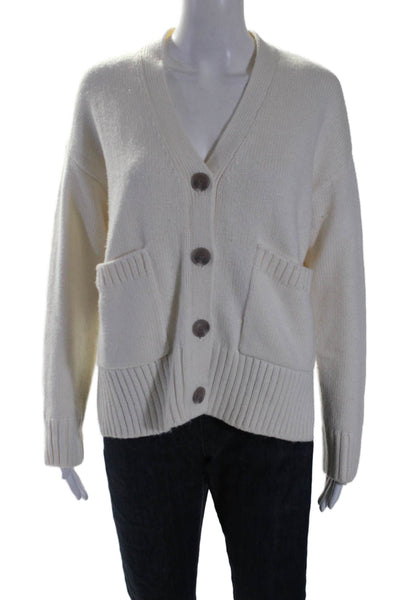 The Drop Womens Long Sleeve Four Button V Neck Cardigan Sweater White Size XS