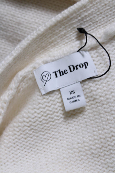 The Drop Womens Long Sleeve Four Button V Neck Cardigan Sweater White Size XS