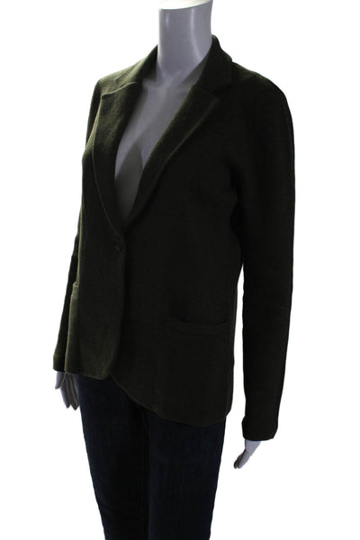 J Crew Womens Single Button Notched Lapel Knit Blazer Jacket Green Cotton XS