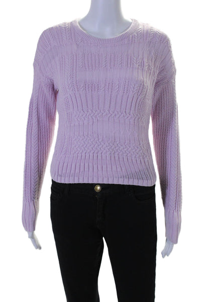 Intermix Womens Cotton Cable Knit Pink Crew Neck Long Sleeve Sweater Top Size S