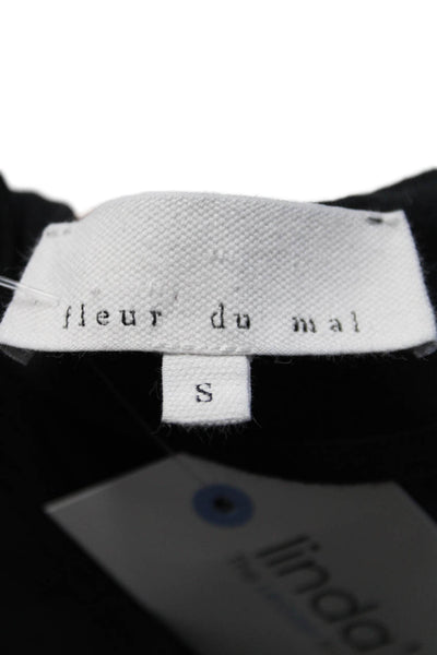 Fleur du Mal Womens Cotton Black Drape Detail Hi-Low Bodycon Skirt Size S