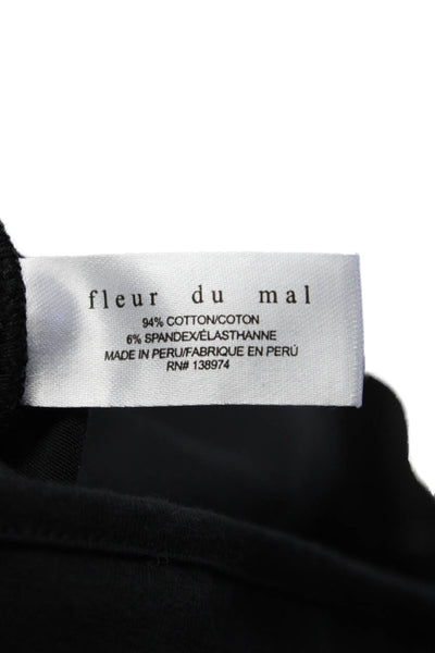 Fleur du Mal Womens Cotton Black Drape Detail Hi-Low Bodycon Skirt Size S