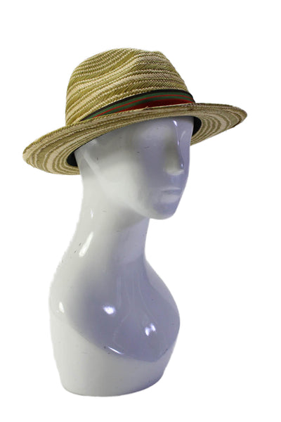 Giuliana Longo Mens Woven Natural Straw Panama Hat Beige Size 60 L/XL 7.5