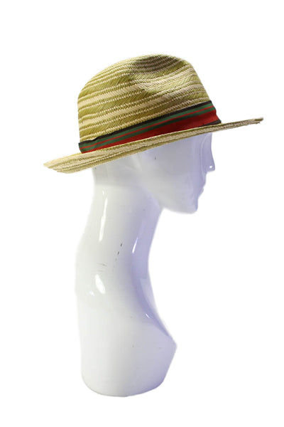 Giuliana Longo Mens Woven Natural Straw Panama Hat Beige Size 60 L/XL 7.5