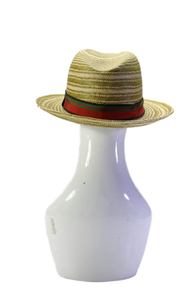 Giuliana Longo Mens Woven Natural Straw Panama Hat Beige Size 60 L/XL 7.5