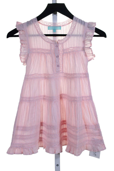 Melissa Odabash Womens Cotton Laced Ruffled Hem Buttoned Dress Pink Size 6