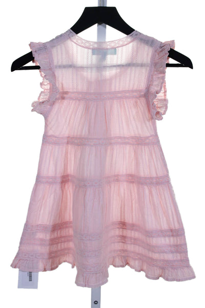 Melissa Odabash Womens Cotton Laced Ruffled Hem Buttoned Dress Pink Size 6