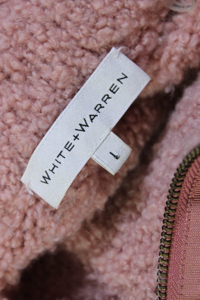 White + Warren Women's High Neck Long Sleeves Pullover Sweater Pink Size L