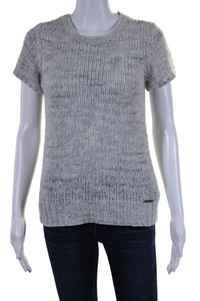 Michael Michael Kors Women's Round Neck Short Sleeves Sweater Gray Size S