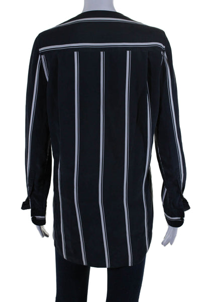 Rag & Bone Womens Silk Striped Long Sleeves Blouse Black White Size Small