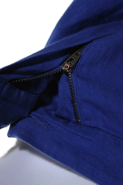 Madewell Womens Linen Zip Up Pleated Front High Rise Wide Leg Pants Blue Size 10