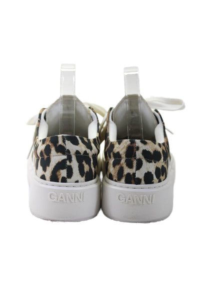 Ganni Womens Animal Print Low Top Cupsole Sneakers Brown Black Size 39 9