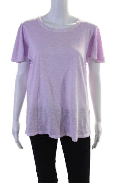 Veronica Beard Womens Cotton Lilac Scoop Neck Cap Sleeve Blouse Top Size L