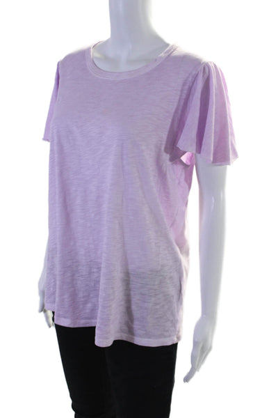 Veronica Beard Womens Cotton Lilac Scoop Neck Cap Sleeve Blouse Top Size L