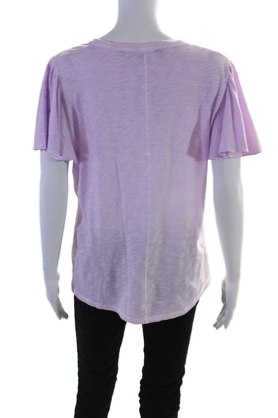 Veronica Beard Womens Cotton Lilac Scoop Neck Cap Sleeve Blouse Top Size L