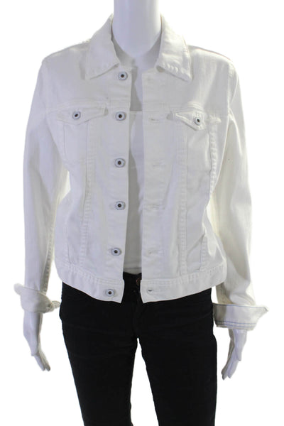 AG Adriano Goldschmied Womens White Cotton Long Sleeve Denim Jacket Size M