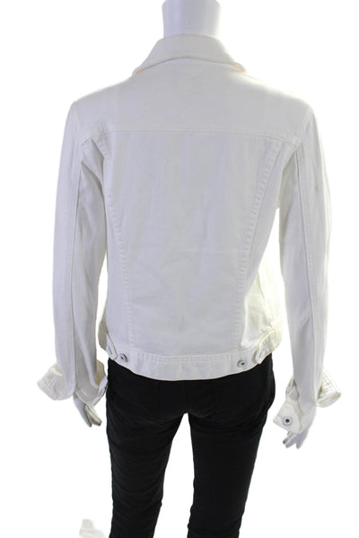 AG Adriano Goldschmied Womens White Cotton Long Sleeve Denim Jacket Size M