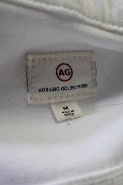 AG Adriano Goldschmied Womens White Cotton Long Sleeve Denim Jacket Size M