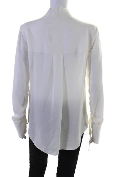 Veronica Beard Womens Silk White Tie Neck Button Front Blouse Top Size 8