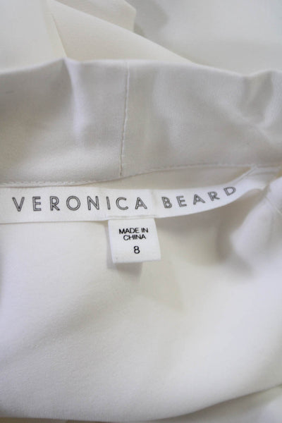 Veronica Beard Womens Silk White Tie Neck Button Front Blouse Top Size 8