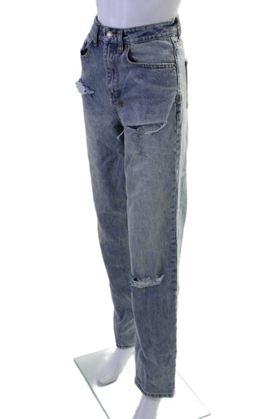 Ksubi Women High rise Distressed Straight Leg Jeans Blue Size 24