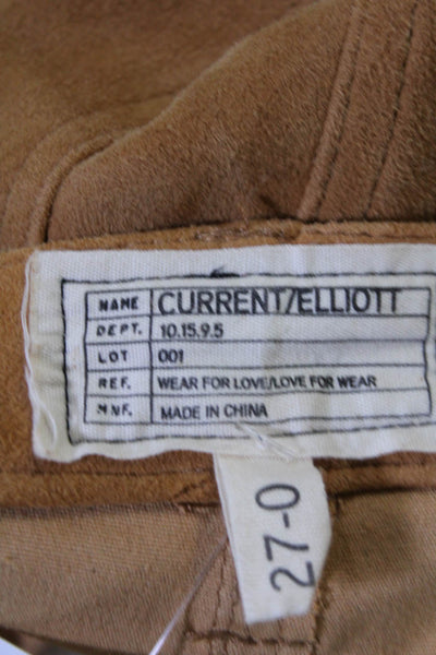 Current/Elliott Womens Suede Leather Chestnut Mid-Rise Skinny Leg Pants Size 27