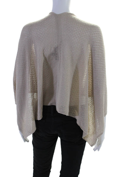 Cashmere Box Womens Scoop Neck Silk Open Knit Poncho Sweater Beige One Size