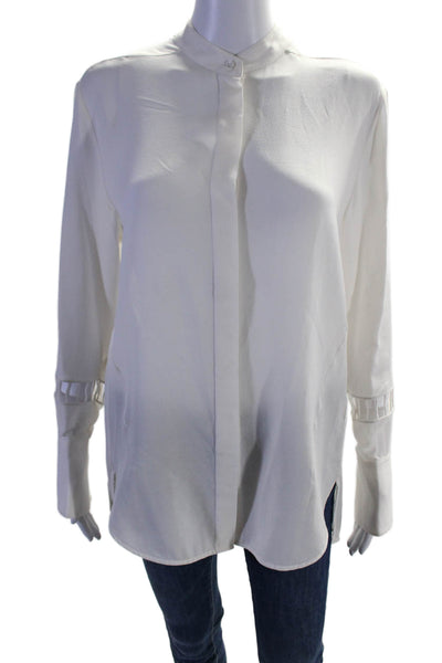 3.1 Phillip Lim Womens Silk White Cut Out Detail Button Front Blouse Top Size 4