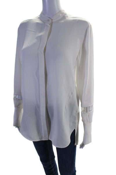 3.1 Phillip Lim Womens Silk White Cut Out Detail Button Front Blouse Top Size 4