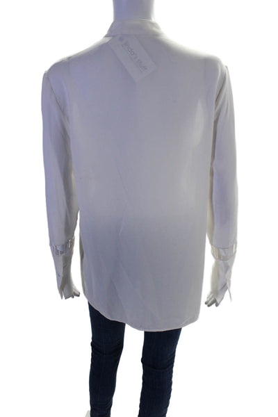 3.1 Phillip Lim Womens Silk White Cut Out Detail Button Front Blouse Top Size 4