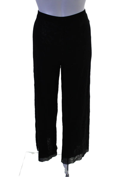 Fuzzi Womens Pull On High Rise Wide Leg Casual Stretch Pants Black Size Small