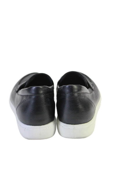 ECCO Danish Design Womens Leather Slide On Casual Loafers Black White Size 5.5