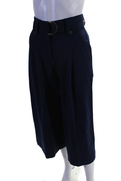 Lauren Ralph Lauren Womens Navy Blue Pleated Belt Wide Leg Pants Size XXS