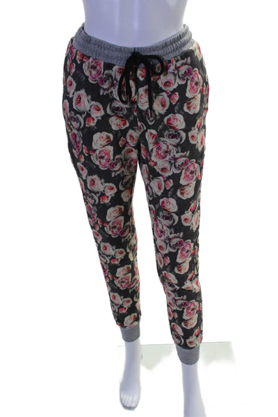 Markus Lupfer Womens Cotton Black Floral Drawstring Jogger Pants Size S