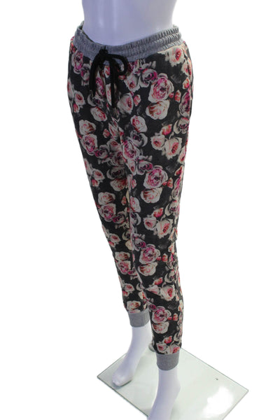 Markus Lupfer Womens Cotton Black Floral Drawstring Jogger Pants Size S