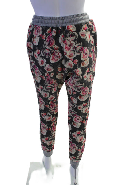 Markus Lupfer Womens Cotton Black Floral Drawstring Jogger Pants Size S