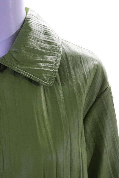 Lafayette 148 New York Womens Collar Lined Zip Cuff Sleeve Jacket Green Size 12