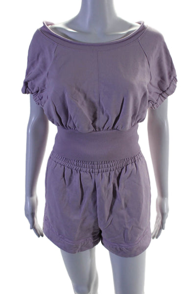 3.1 Phillip Lim Womens Cotton Sweatshirt Top + Shorts Set Purple Size XS