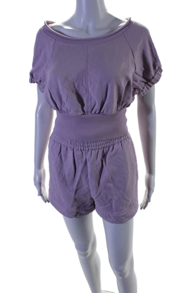 3.1 Phillip Lim Womens Cotton Sweatshirt Top + Shorts Set Purple Size XS