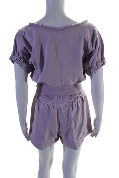 3.1 Phillip Lim Womens Cotton Sweatshirt Top + Shorts Set Purple Size XS