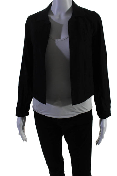 Theory Women's Collared Long Sleeves Open Front Pockets Jacket Black Size S