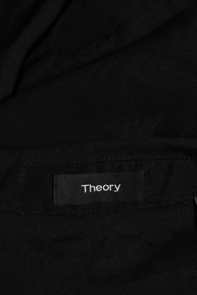 Theory Women's Collared Long Sleeves Open Front Pockets Jacket Black Size S