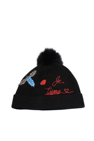 Cinq à Sept Women's Beaded Sequin Beanie Hat Black One Size