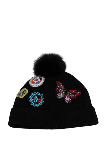 Cinq à Sept Women's Beaded Sequin Beanie Hat Black One Size